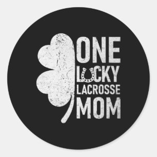 Sticker Rond Une Lucky Lacrosse Maman Drôle Matching St patrick