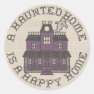 Sticker Rond Une maison hantée est un Stich croisé à la mais