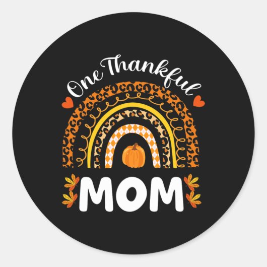 Sticker Rond Une Maman Merci Thanksgiving Rainbow Fall Leopard (Devant)