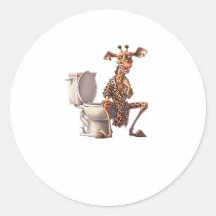 Sticker Rond Une Mignonne Girafe En Pyjamas Assis Sur Des Toile