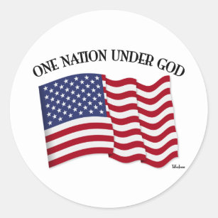 Sticker Rond Une nation sous Dieu avec le drapeau américain