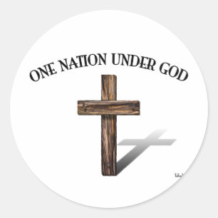 Sticker Rond Une nation sous Dieu avec une croix rugueuse