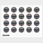 Sticker Rond Une nuit d'hiver de Hanoukka (Feuille)
