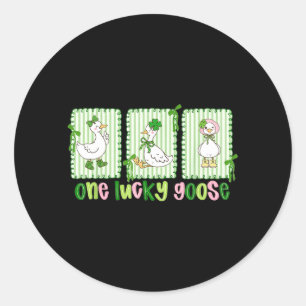 Sticker Rond Une Oie Chanceuse Shamrock St Patrick Day