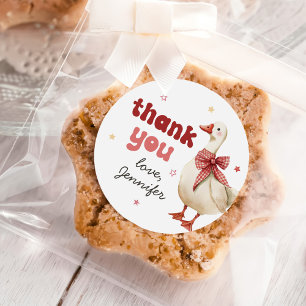 Sticker Rond Une oie sotte Noël Bow 1er anniversaire
