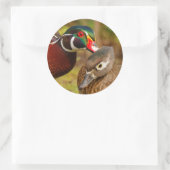 Sticker Rond Une paire inséparable de canards à bois (Sac)