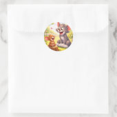 Sticker Rond Une pause joyeuse dans le jardin (Sac)