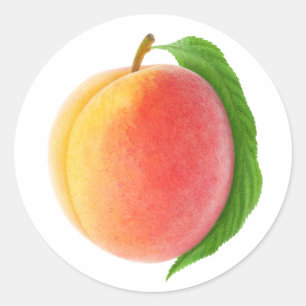 Sticker Rond Une pêche avec feuille