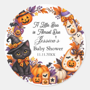 Sticker Rond Une petite Boo est presque due pour Halloween Baby