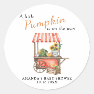 Sticker Rond Une petite citrouille est en route Baby Shower