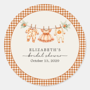 Sticker Rond Une petite citrouille est en route Gingham Baby Sh