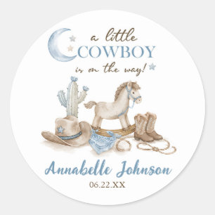 Sticker Rond Une petite douche de bébé cow-boy garçon