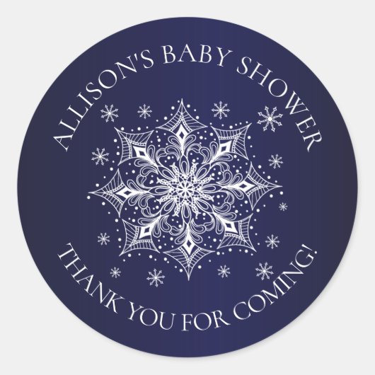 Sticker Rond Une petite douche Merci pour bébé d'hiver (Devant)