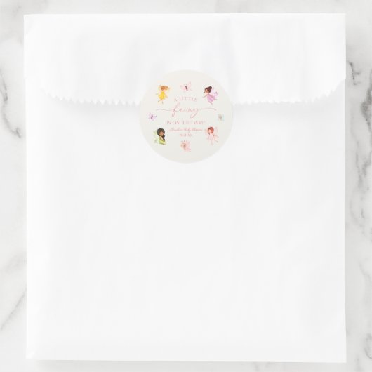 Sticker Rond Une Petite Fée Est En Route ! Baby shower (Sac)