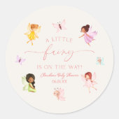 Sticker Rond Une Petite Fée Est En Route ! Baby shower (Devant)