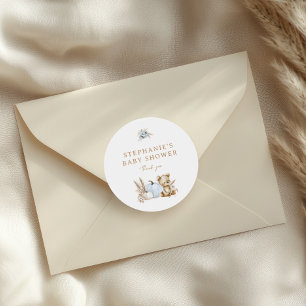 Sticker Rond Une petite fête de bébé en vichy bleu clair pour c