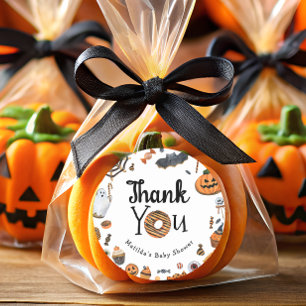 Sticker Rond Une petite fête d'Halloween pour bébé "Un petit hu