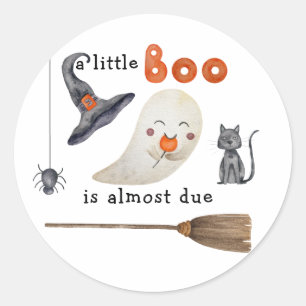 Sticker Rond Une petite frayeur est presque due Baby shower