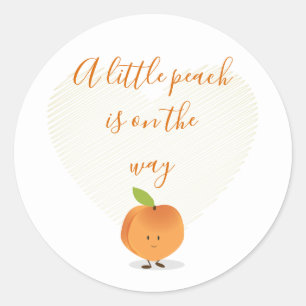 Sticker Rond Une Petite Pêche est en chemin Baby shower