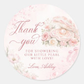 Sticker Rond Une petite perle Fête de bébé rose blush (Devant)