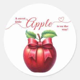 Sticker Rond Une petite pomme est en route Baby Shower d'auto