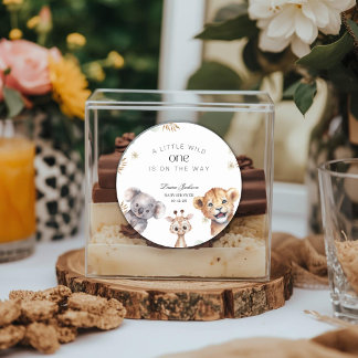 Sticker Rond Une petite sauvageonne Safari Bébé Animaux Fête pr