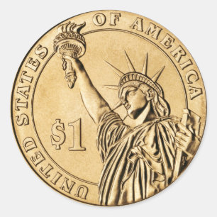 Sticker Rond Une pièce de monnaie présidentielle du dollar 20