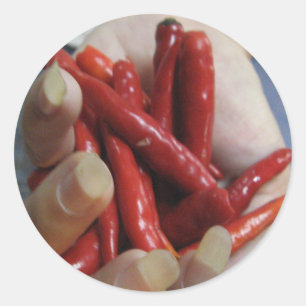 Sticker Rond Une poignée de Chillies ... Thaïlande Street Food