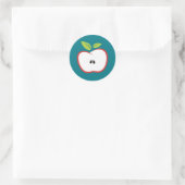 Sticker Rond Une pomme aux contours rouges et aux feuilles vert (Sac)
