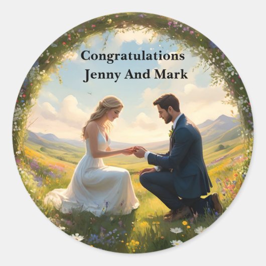 Sticker Rond Une proposition de Mariage magique, (Devant)
