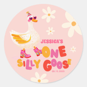 Sticker Rond Une Soirée Pastel Rose Goose pour enfants