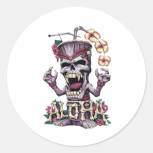 Sticker Rond Une statue-tiki occulte captivante
