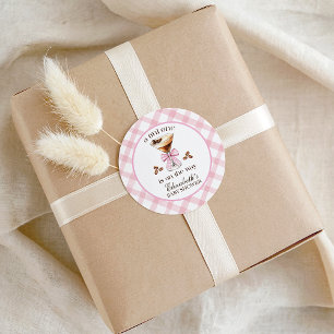 Sticker Rond Une Tini One Martini Espresso Ruban Rose Baby Show