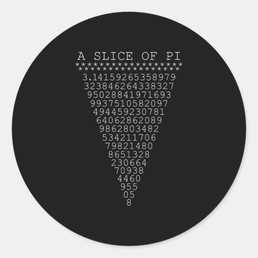 Sticker Rond Une tranche de chiffres de pi (Devant)