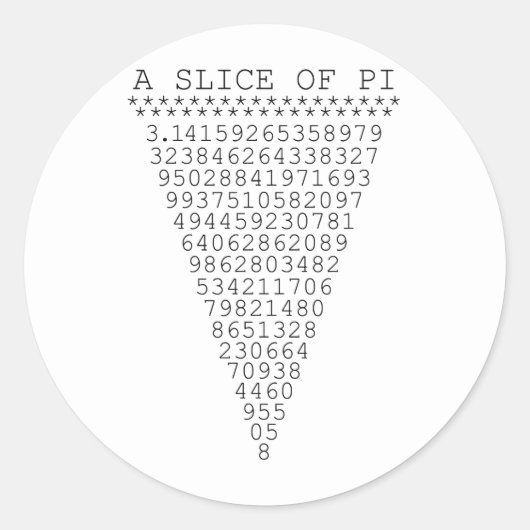 Sticker Rond Une tranche de numéros Pi (Devant)