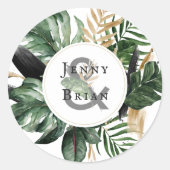 Sticker Rond Une verdure estivale glamour | Monogramme Mariage (Devant)