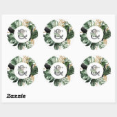 Sticker Rond Une verdure estivale glamour | Monogramme Mariage (Feuille)
