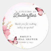 Sticker Rond Une vie de papillons Shower de mariage (Devant)