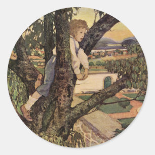 Sticker Rond Une vue des arbres par Jessie Willcox Smith
