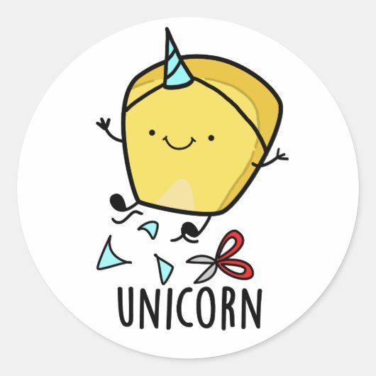Sticker Rond Uni-corn Funny Corn Pun (Devant)