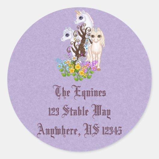 Sticker Rond Unicorn amis Pixel Art (Devant)