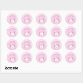 Sticker Rond Unicorn Arc-en-ciel rose Argent étoiles mignonnes (Feuille)