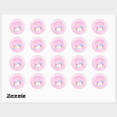 Sticker Rond Unicorn Arc-en-ciel rose filles mignonnes nommé (Feuille)