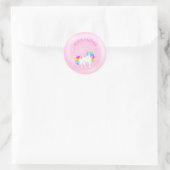 Sticker Rond Unicorn Arc-en-ciel rose filles mignonnes nommé (Sac)