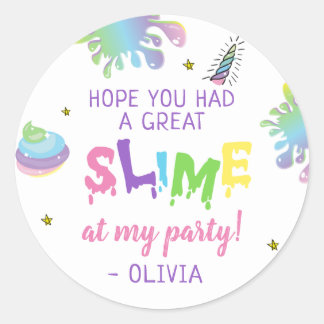 Sticker Rond Unicorn arc-en-ciel Slime Anniversaire