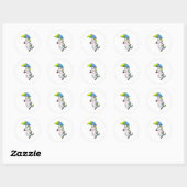 Sticker Rond Unicorn avec Umbrella (Feuille)