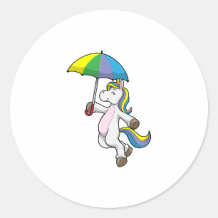 Sticker Rond Unicorn avec Umbrella