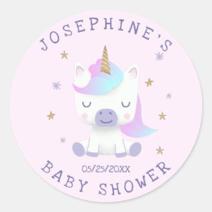 Sticker Rond Unicorn Baby shower magique
