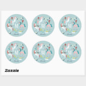 Sticker Rond Unicorn bleu mignon filles magiques monogramme ann (Feuille)