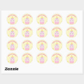 Sticker Rond Unicorn Cupcake Pastel fête d'anniversaire (Feuille)